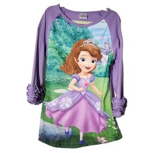 Disney Sofia The First 3/4 Ruffle Sleeve Lavender Top Size‎ XXL